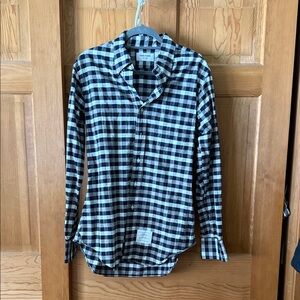 Thom Browne Black and White Gingham Button-Down Shirt